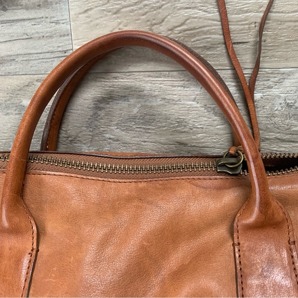 Madewell Prague Satchel Leather Tan Crossbody Bag Water Stains - Picture 14 of 16